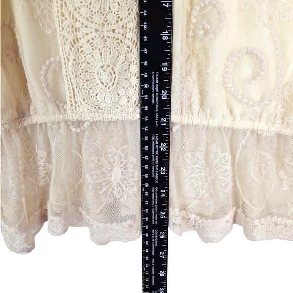 Womens Top Large Boho Chic Crochet Floral Sheer Fairy‎ Whimsical Feminine Dainty - Picture 4 of 7